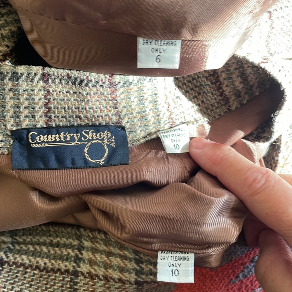 Country Shop Vintage Three Piece Wool Plaid and Suede Trim Suit - Picture 12 of 13